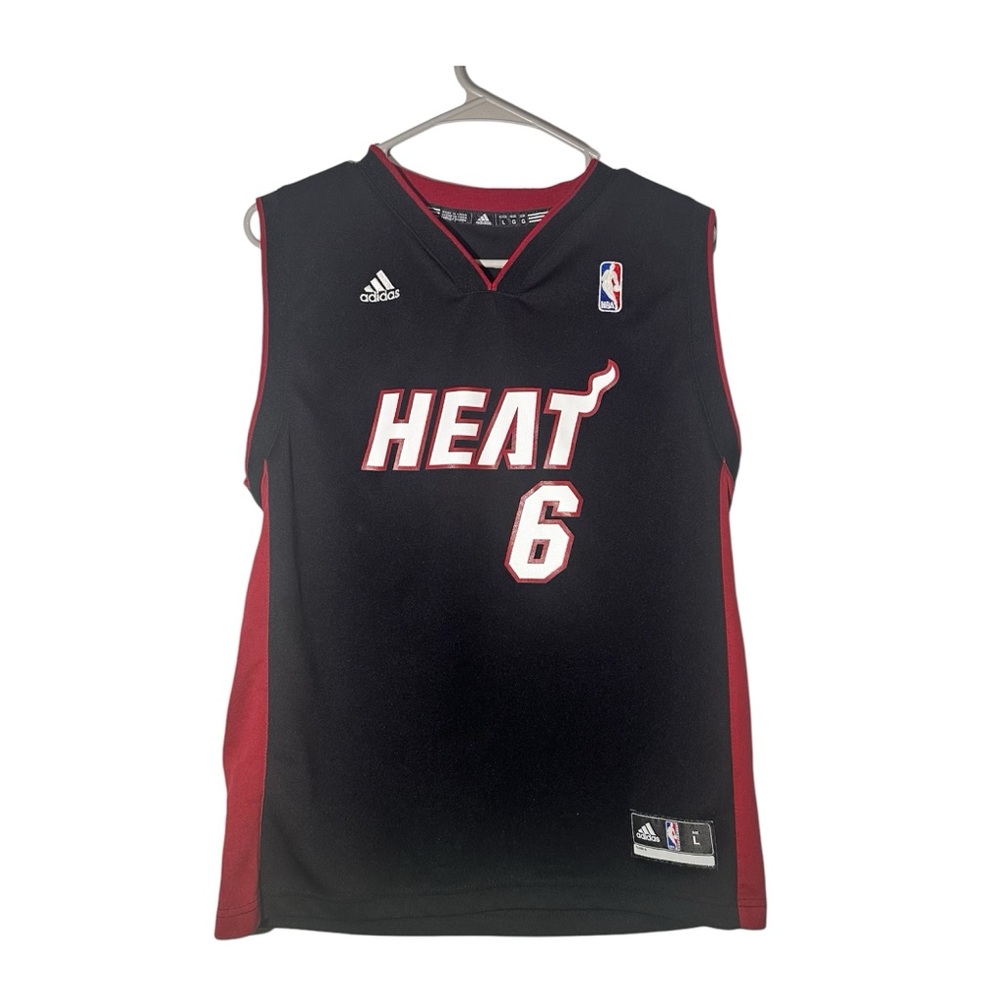 Adidas LeBron James Miami Heat Black Jersey #6 Youth Large (14-16)